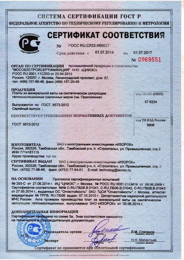 сертификат на базальтовую плиту